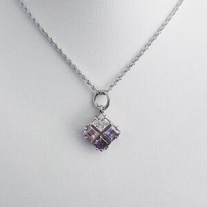 Sterling Silver Multi Color CZ Pendant Necklace